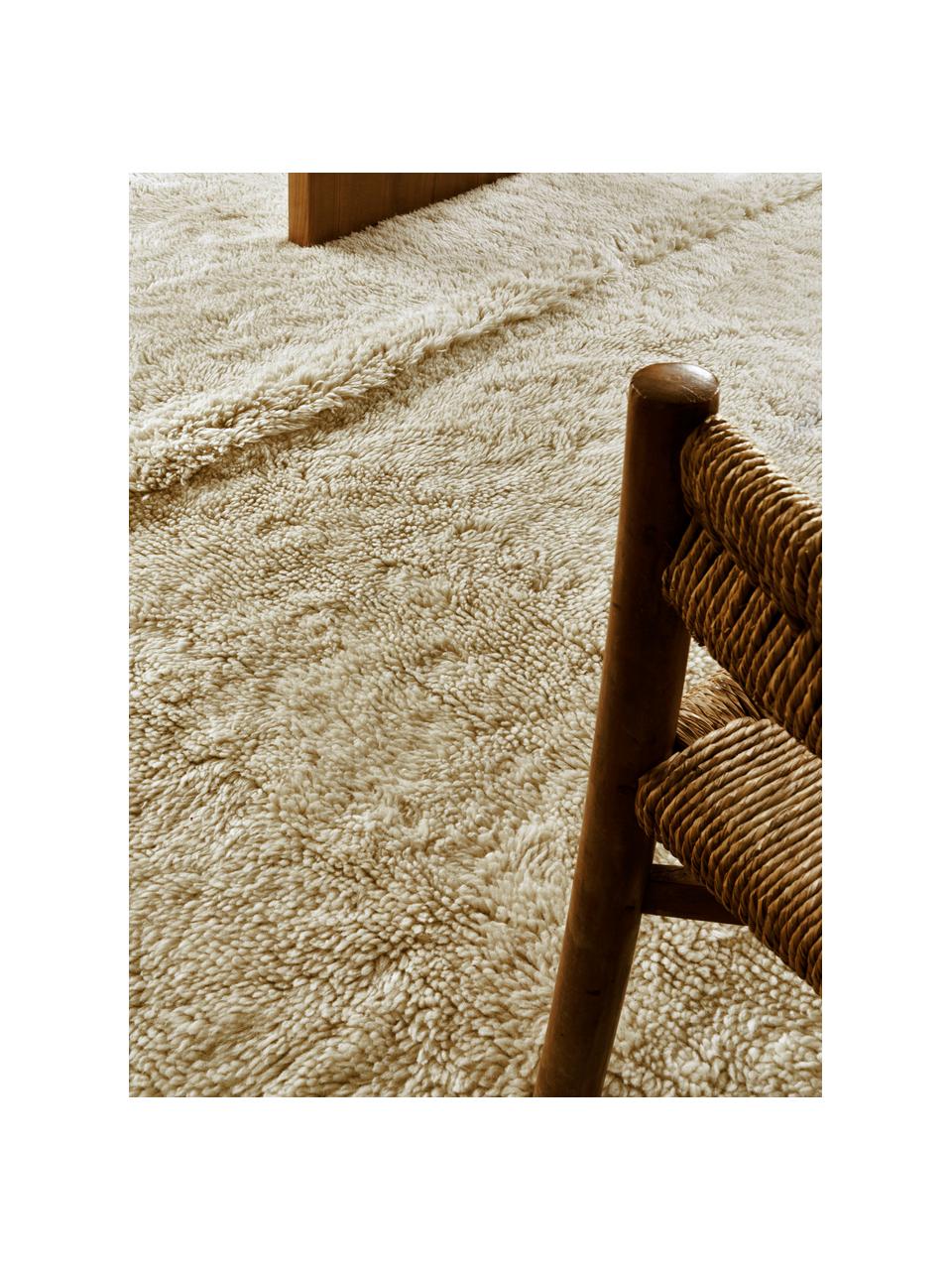 Alfombra de lana artesanal Tundra, lavable, Parte superior: 100% lana, Reverso: algodón reciclado Las alf, Beige, An 170 x L 240 cm (Tamaño M)