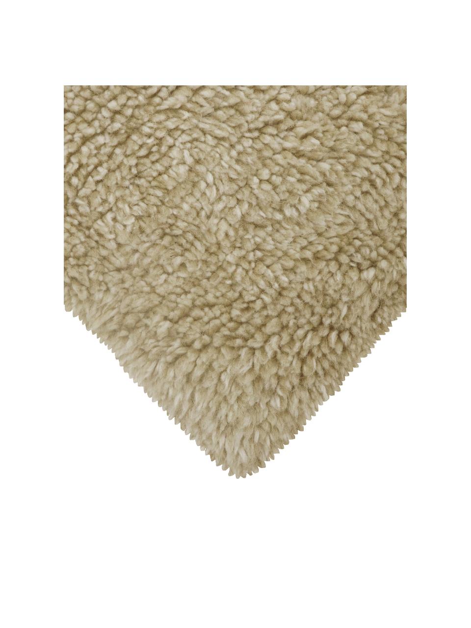 Alfombra de lana artesanal Tundra, lavable, Parte superior: 100% lana, Reverso: algodón reciclado Las alf, Beige, An 170 x L 240 cm (Tamaño M)