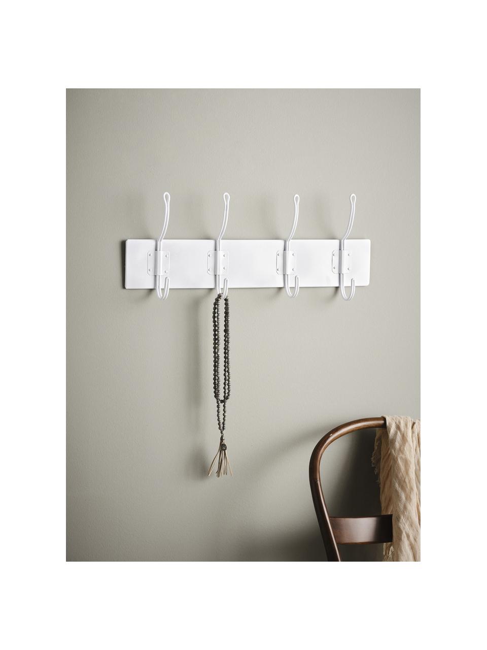 Perchero de pared de metal Riley, Metal recubierto, Blanco, An 56 cm