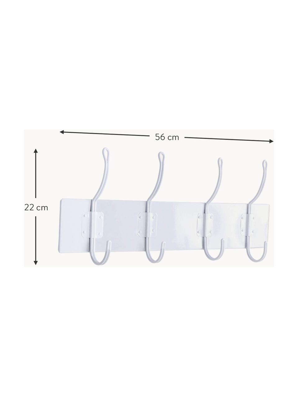 Porte-manteau mural en métal Riley, Métal, enduit, Blanc, larg. 56 cm