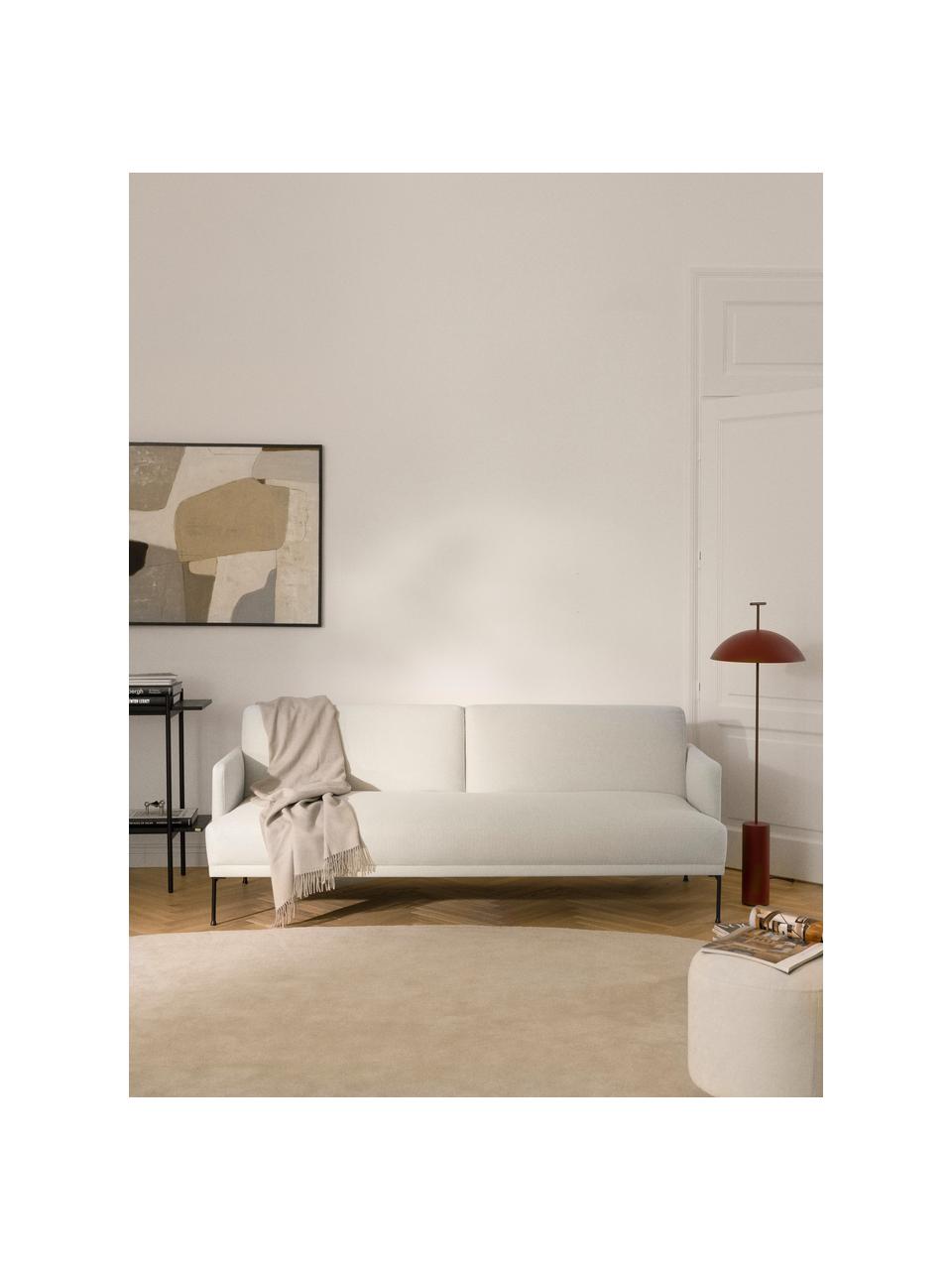 Divano letto 3 posti Fluente, Rivestimento: 100% poliestere Con 115.0, Struttura: legno di pino massiccio, Piedini: metallo verniciato a polv, Tessuto bianco latte, Larg. 220 x Prof. 88 cm