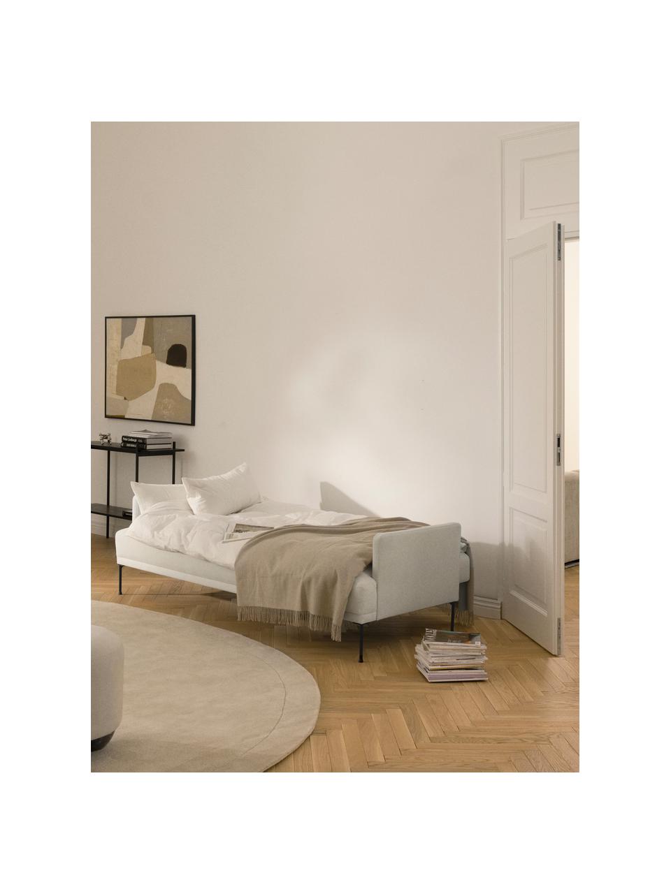 Divano letto 3 posti Fluente, Rivestimento: 100% poliestere Con 115.0, Struttura: legno di pino massiccio, Piedini: metallo verniciato a polv, Tessuto bianco latte, Larg. 220 x Prof. 88 cm