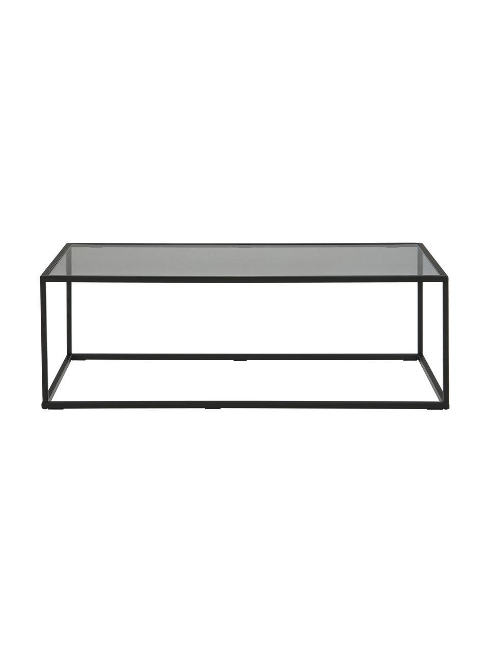 Mesa de centro Maya, tablero de vidrio, Tablero: vidrio laminado, Estructura: metal con pintura en polv, Negro, transparente, negro, An 110 x F 50 cm