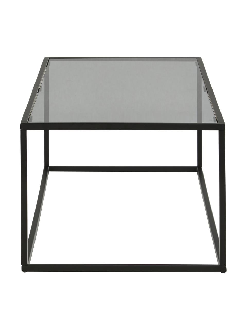 Stolik kawowy ze szklanym blatem Maya, Blat: szkło hartowane, Stelaż: metal malowany proszkowo, Czarny, transparentny, S 110 x G 50 cm