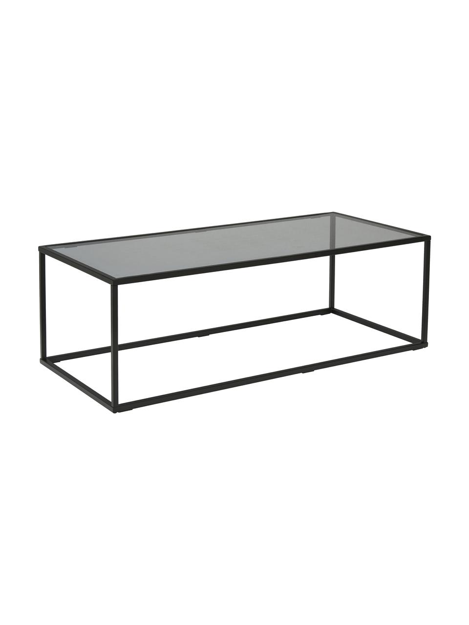 Mesa de centro Maya, tablero de vidrio, Tablero: vidrio laminado, Estructura: metal con pintura en polv, Negro, transparente, negro, An 110 x F 50 cm