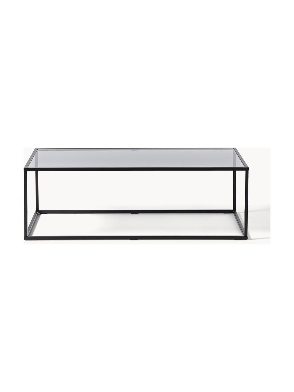 Couchtisch Maya mit Glasplatte, Tischplatte: Sicherheitsglas, Gestell: Metall, pulverbeschichtet, Transparent schwarz getönt, Schwarz matt, B 110 x T 50 cm