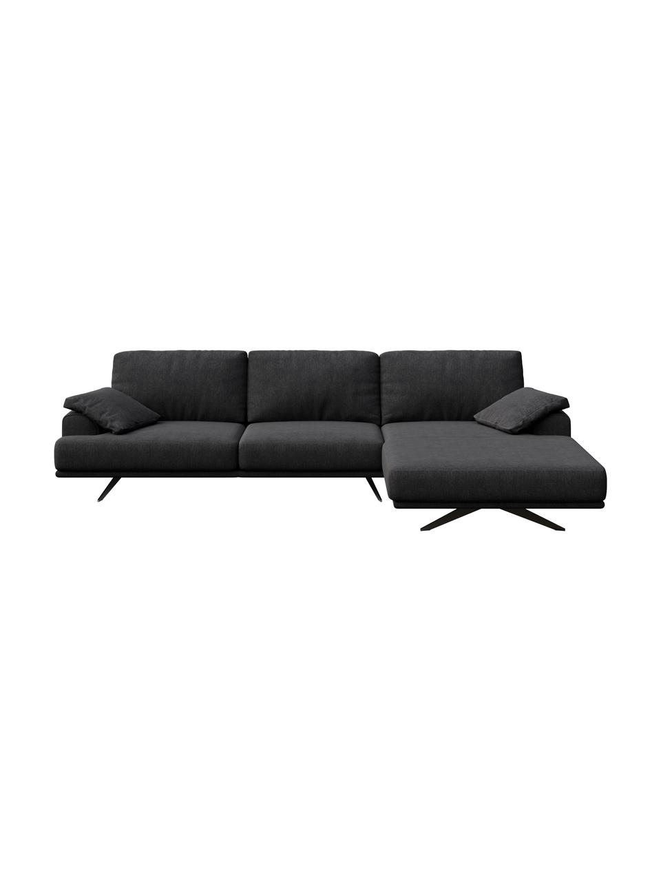 Sofa narożna Prado, Tapicerka: 100% poliester, Nogi: metal lakierowany, Ciemny szary, S 315 x G 180 cm