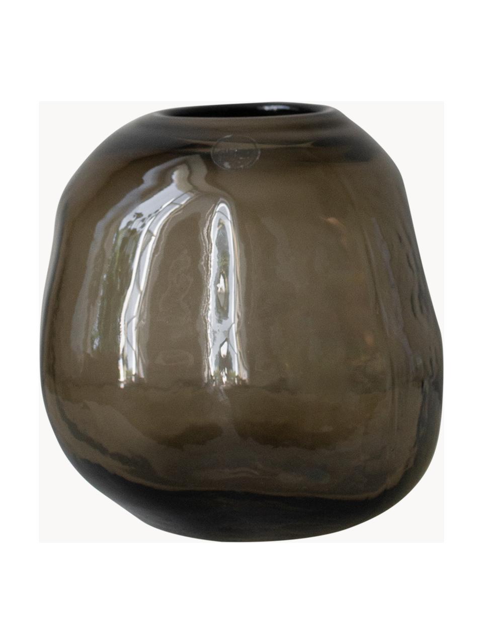 Sklenená váza Pebble, V 20 cm, Sklo, Hnedosivá, polopriehľadná, Ø 20 x V 20 cm