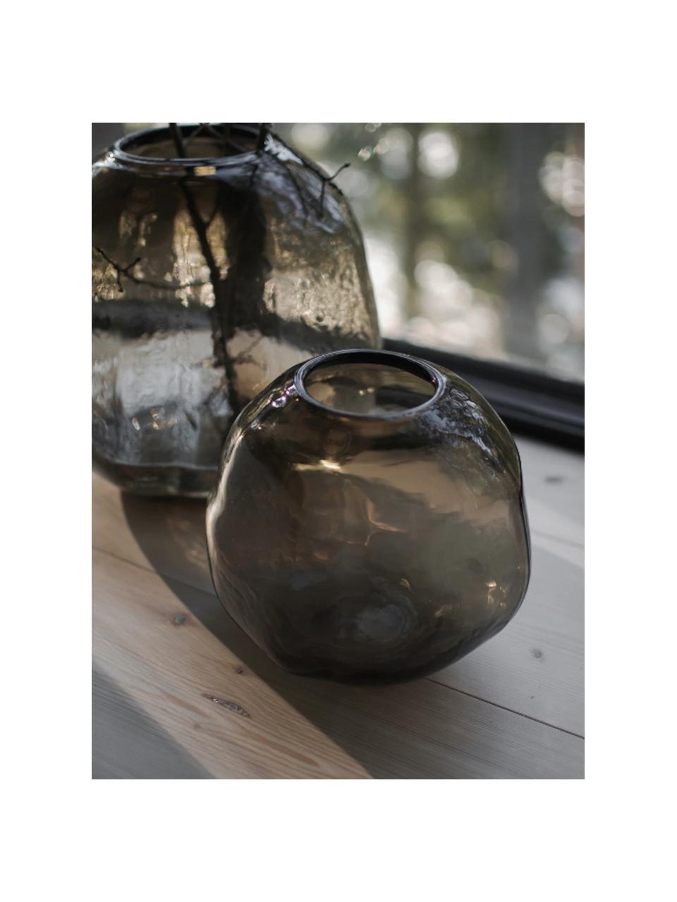 Glas-Vase Pebble, H 20 cm, Glas, Greige, semi-transparent, Ø 20 x H 20 cm