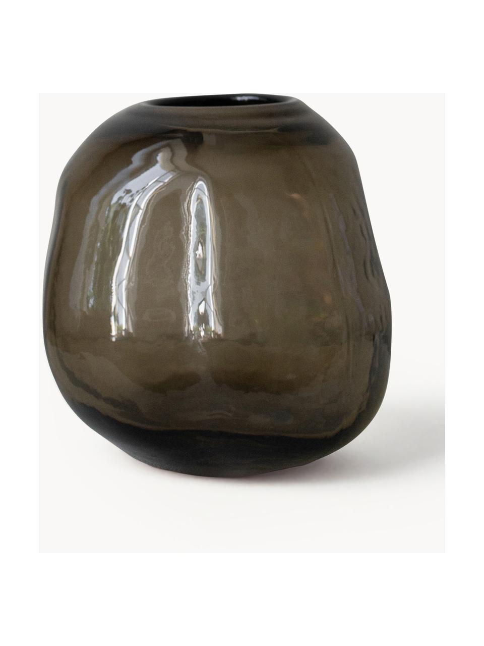 Glas-Vase Pebble, H 20 cm, Glas, Greige, semi-transparent, Ø 20 x H 20 cm