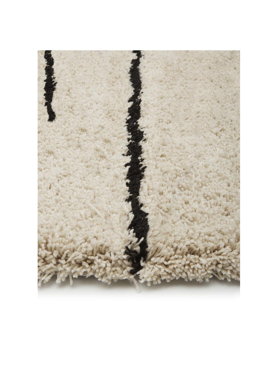 Puszysty ręcznie tuftowany dywan z długim włosiem Dunya, Beżowy, czarny, S 160 x D 230 cm (Rozmiar M)