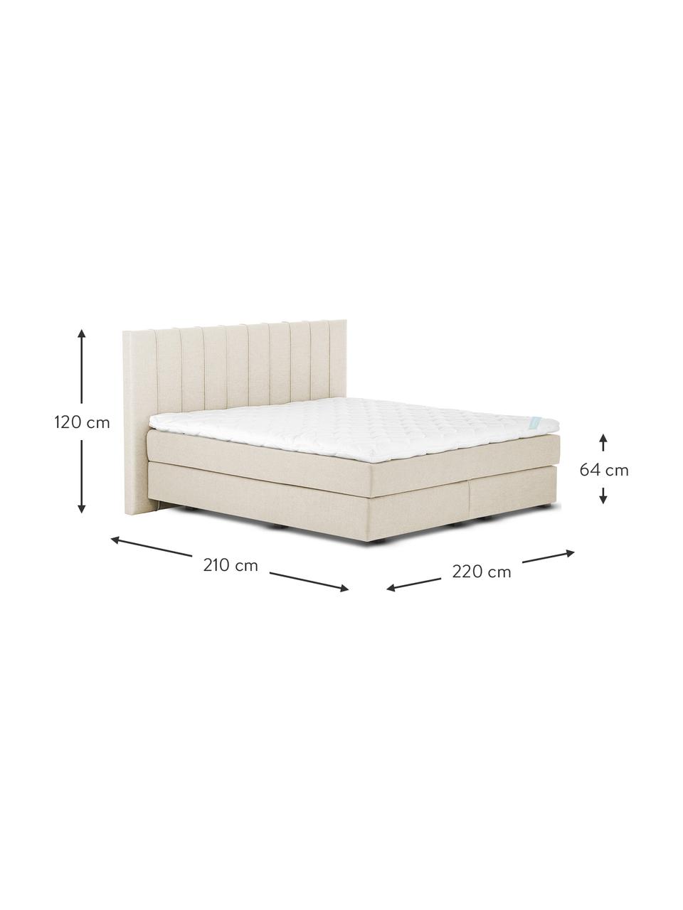 Premium Boxspringbett Lacey, Matratze: 7-Zonen-Taschenfederkern , Beige, 200 x 200 cm