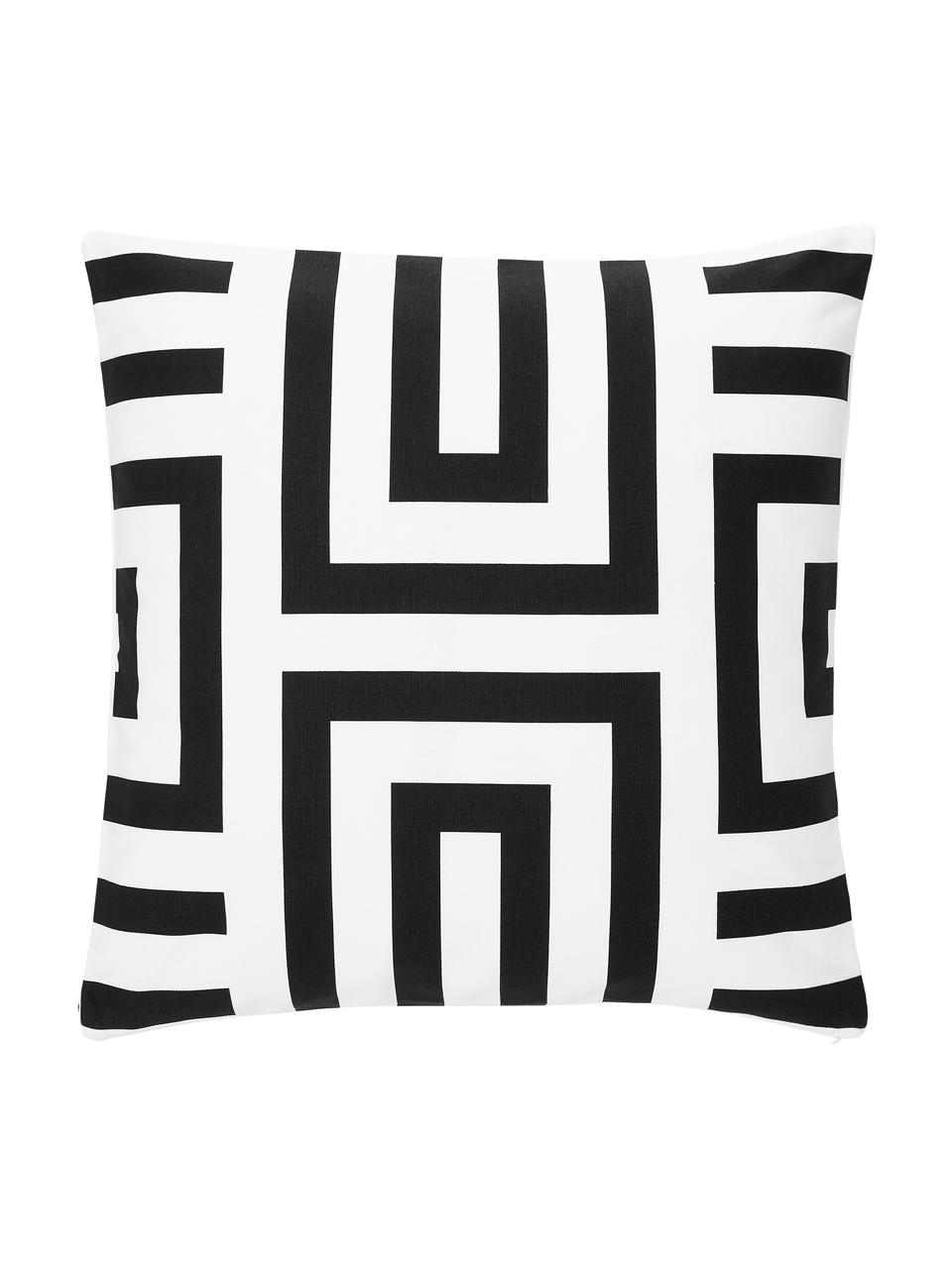 Bavlněný povlak na polštář s grafickým vzorem Bram, 100 % bavlna, Bílá, černá, Š 45 cm, D 45 cm