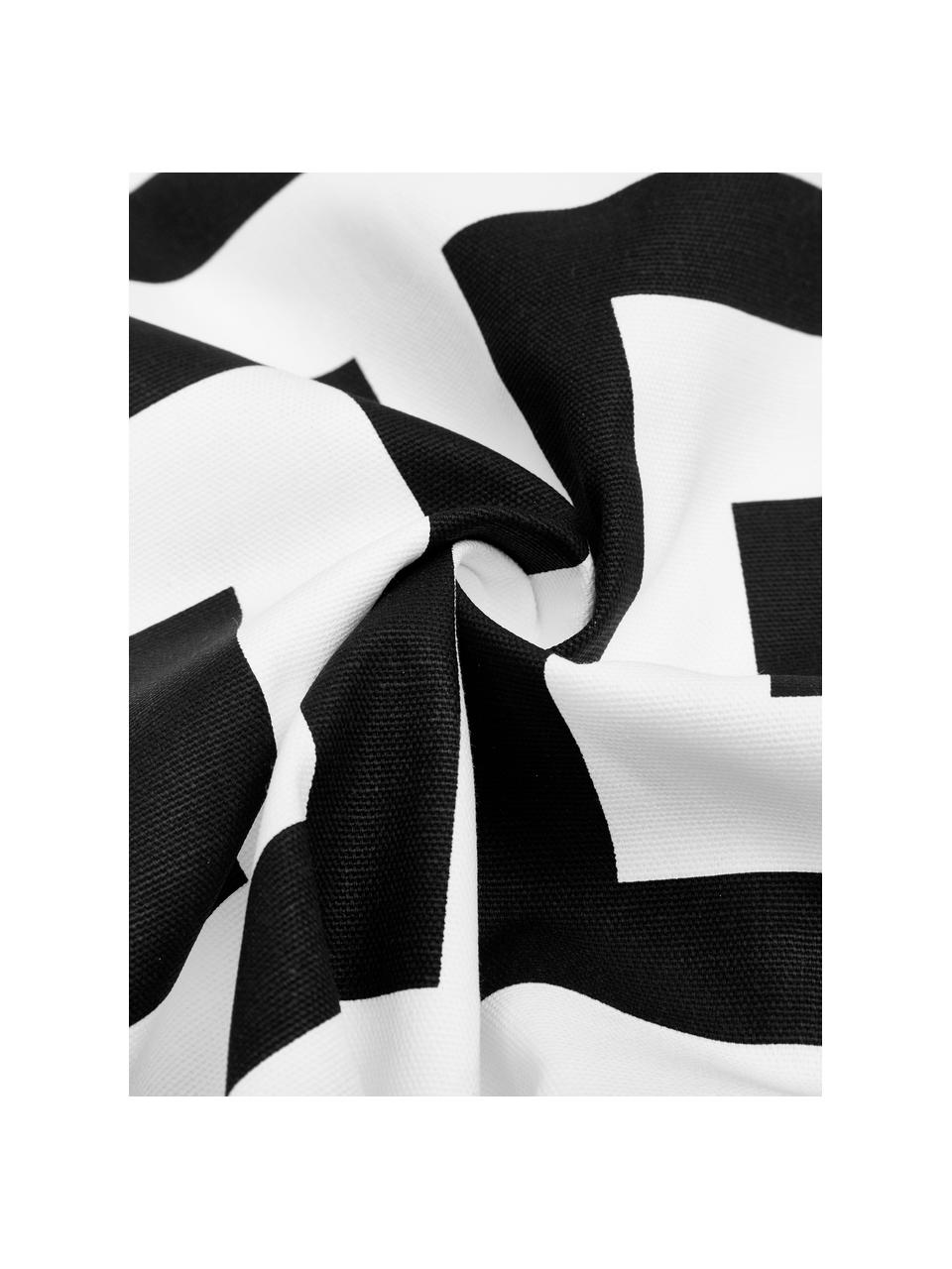 Federa arredo in cotone con motivo grafico Bram, 100% cotone, Bianco, nero, Larg. 45 x Lung. 45 cm