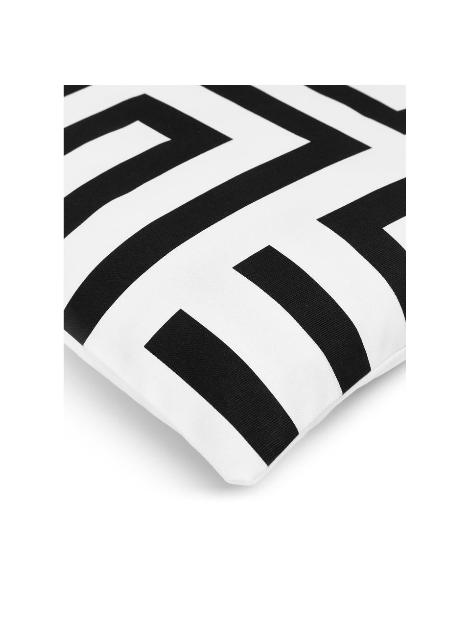 Housse de coussin 45x45 en coton motif graphique Bram, 100 % coton, Noir, blanc, larg. 45 x long. 45 cm