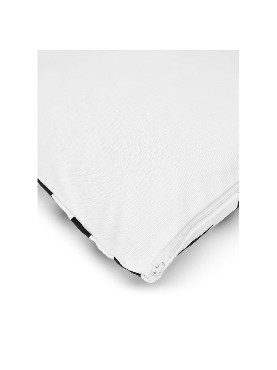 Housse de coussin 45x45 en coton motif graphique Bram, 100 % coton, Noir, blanc, larg. 45 x long. 45 cm