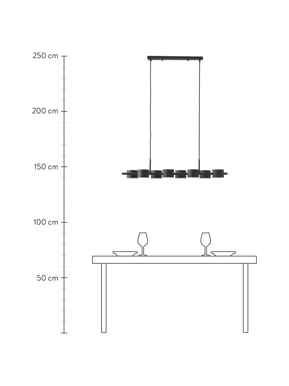 Grote hanglamp Milano in zwart, Lamp: gecoat staal, Zwart, B 97 x H 26 cm