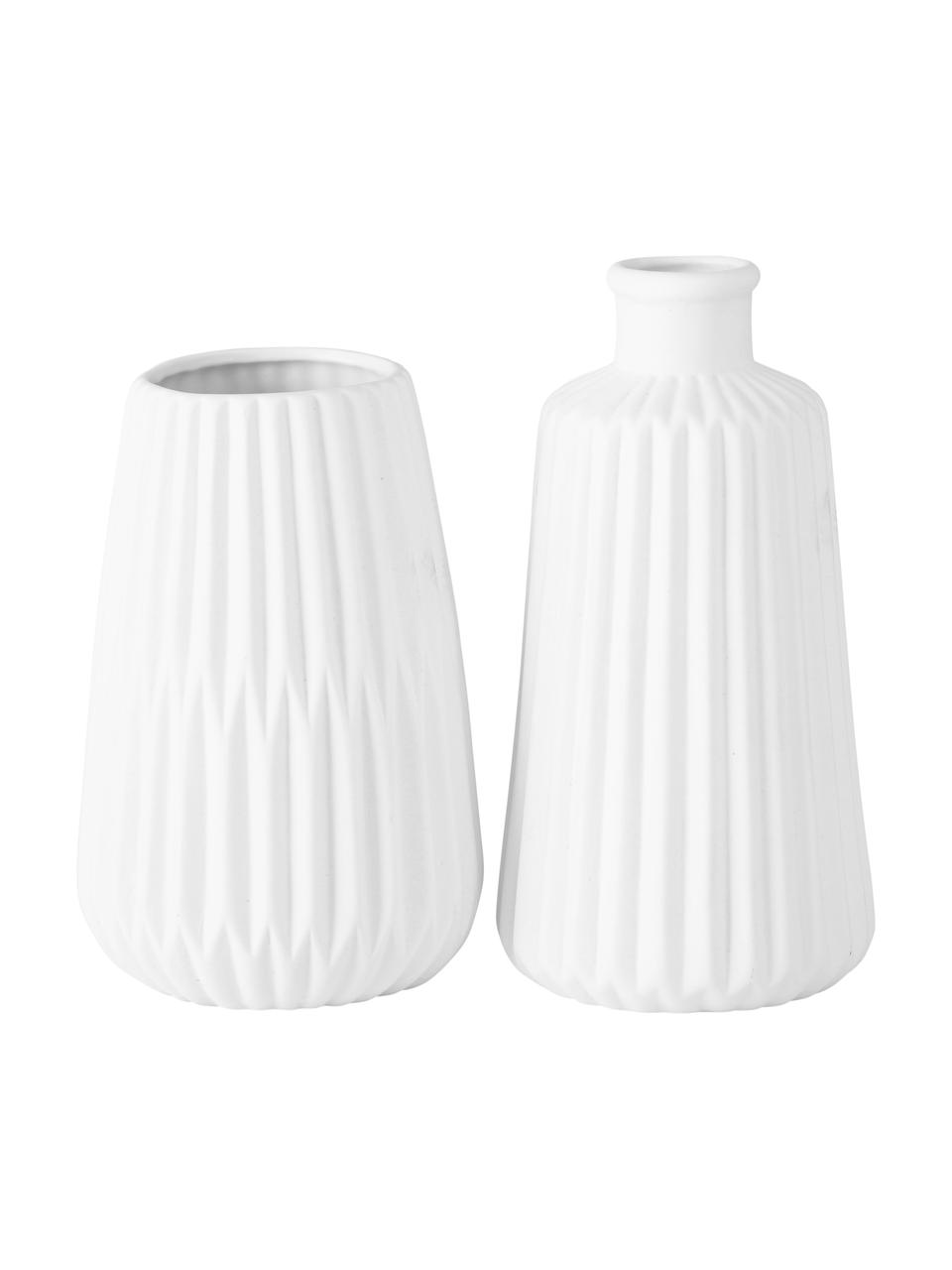 Komplet wazonów z porcelany Esko, 2 elem., Porcelana, Biały, Ø 8 x W 17 cm