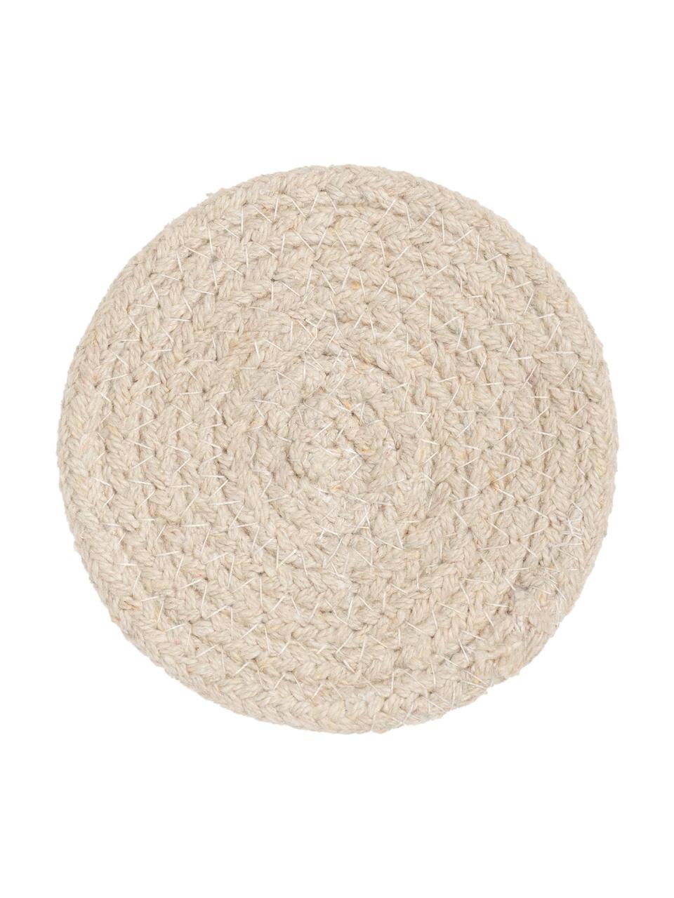 Sottobicchiere rotondo in cotone Vera 4 pz, 100% cotone, Color crema, Ø 10 cm