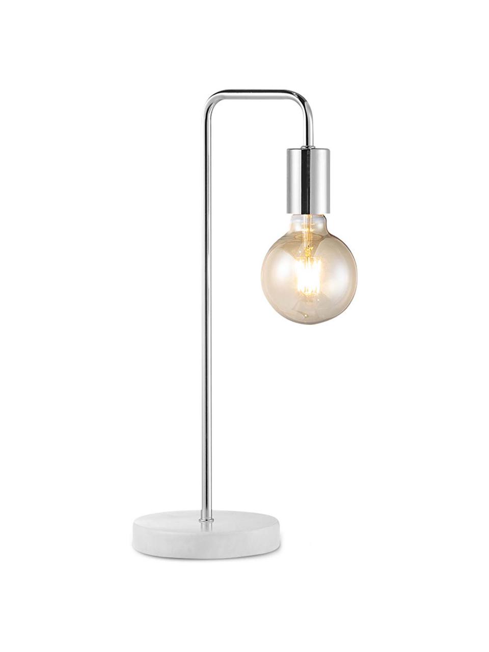 Lámpara de mesa de mármol Noble, Lámpara: metal recubierto, Cable: plástico, Plateado, blanco, negro, Ø 20 x Al 40 cm
