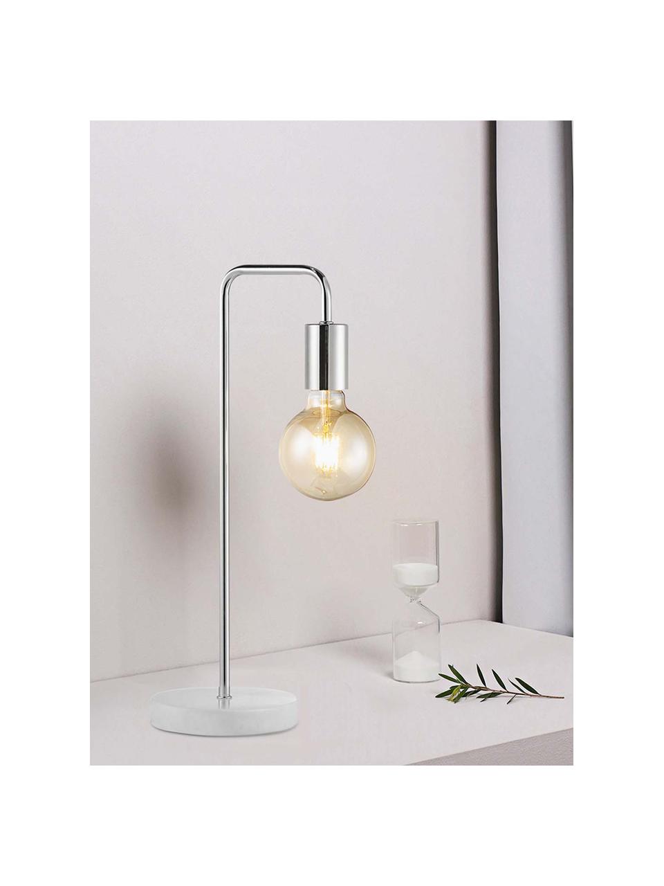 Stolní lampa s mramorovou podstavou Noble, Stříbrná, bílá, černá, Ø 20 cm, V 40 cm