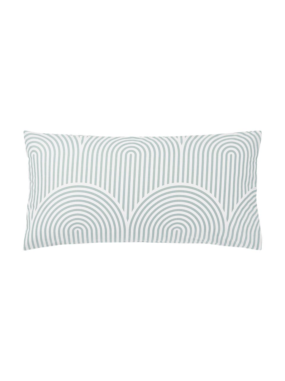 Poszewka na poduszkę z bawełny Arcs, Zielony, biały, S 40 x D 80 cm
