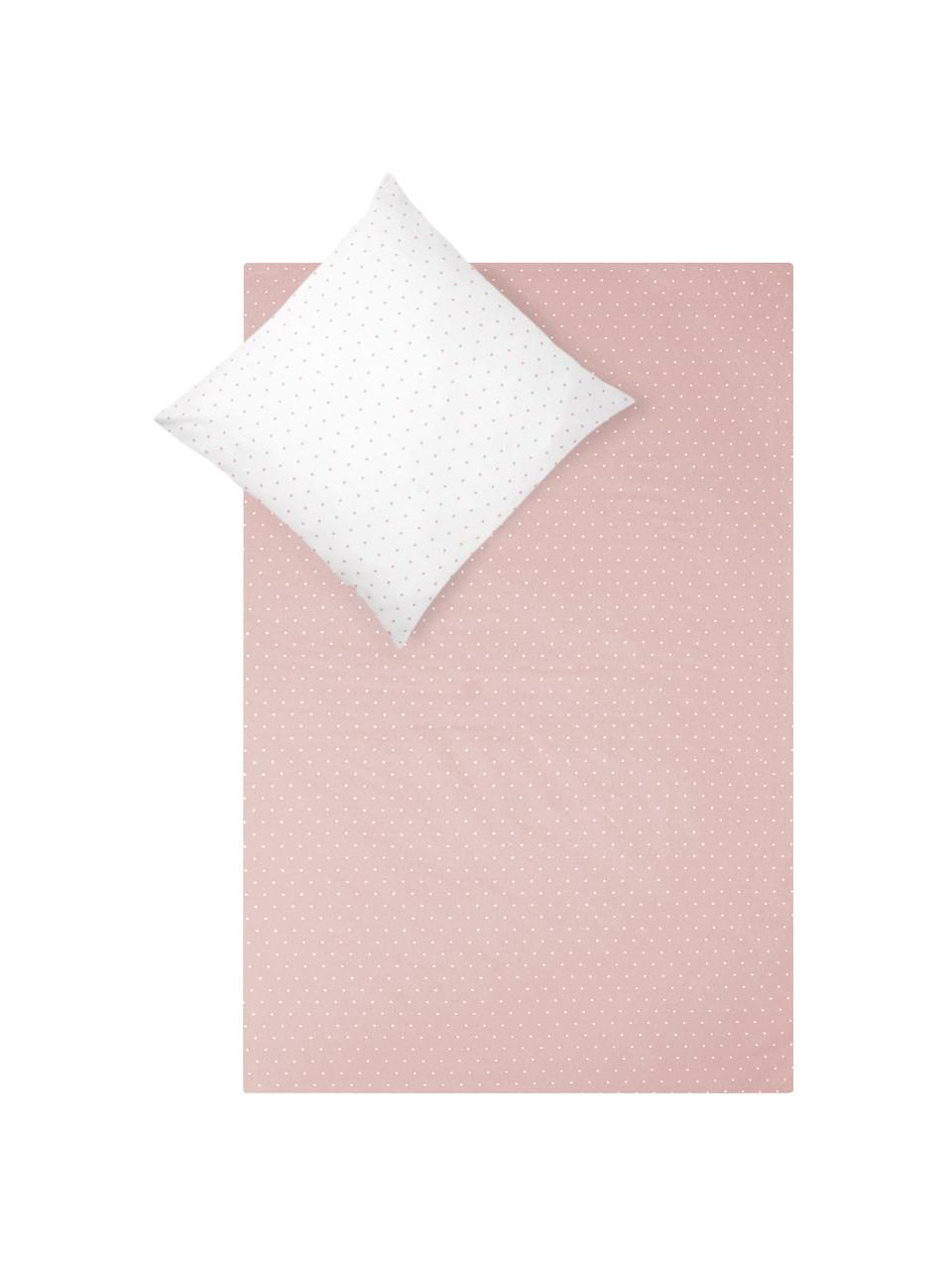 Flanelová obojstranná posteľná bielizeň Betty, Staroružová, biela, 200 x 200 cm + 2 vankúše 80 x 80 cm