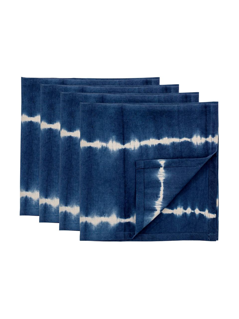 Stoffen servetten Alston in batik-look, 4 stuks, Katoen, Blauw, 45 x 45 cm