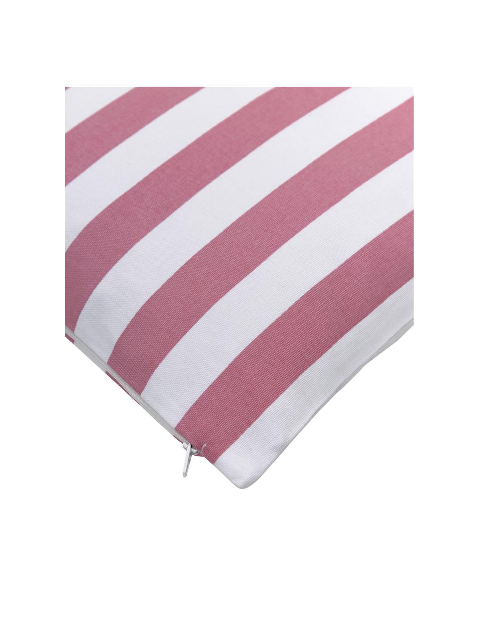 Gestreifte Kissenhülle Timon, 100% Baumwolle, Pink, Weiß, B 40 x L 40 cm