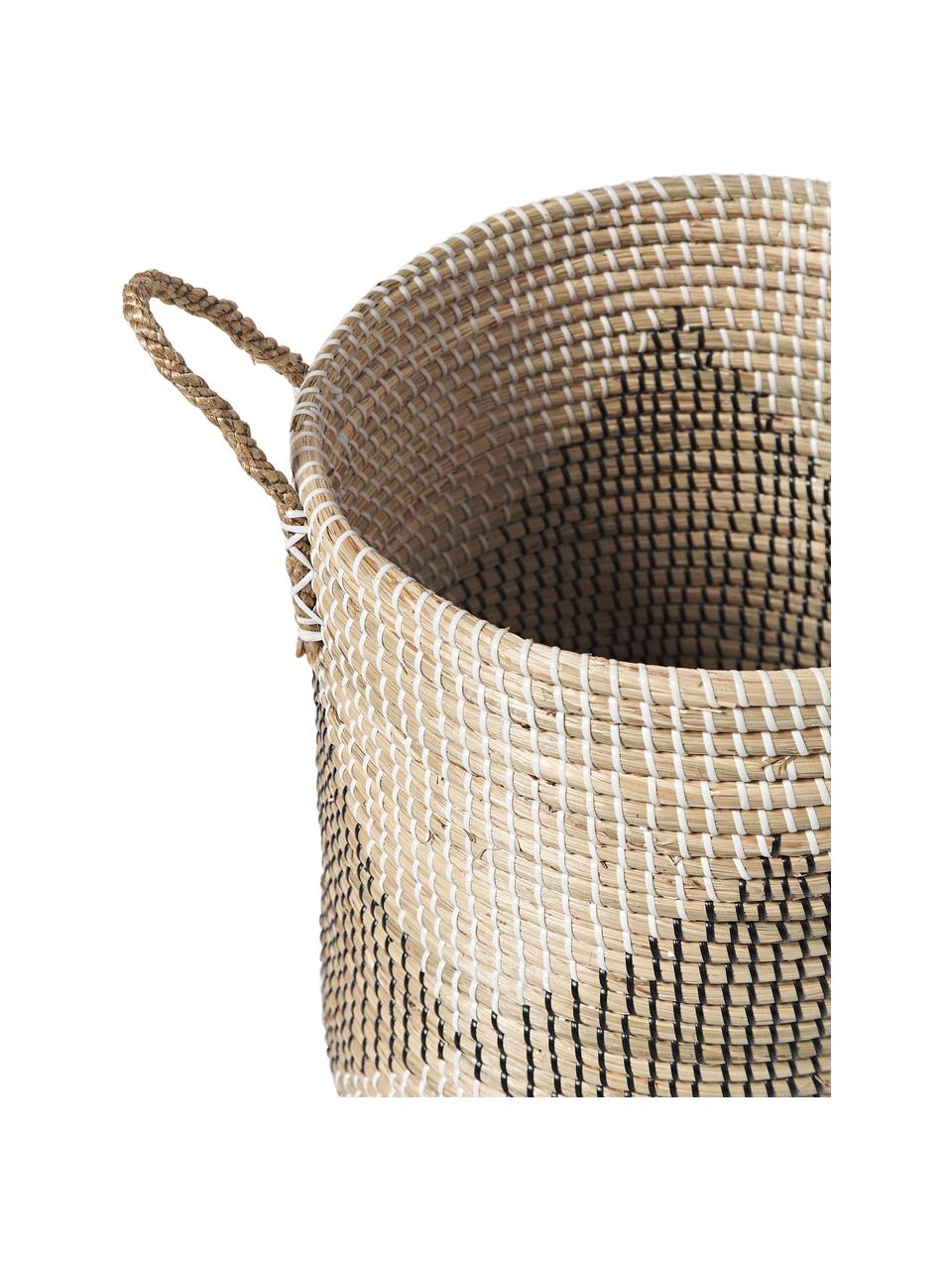 Cesta con tapadera Lira, Jacintos de agua, Beige, negro, blanco, Ø 40 x Al 62 cm