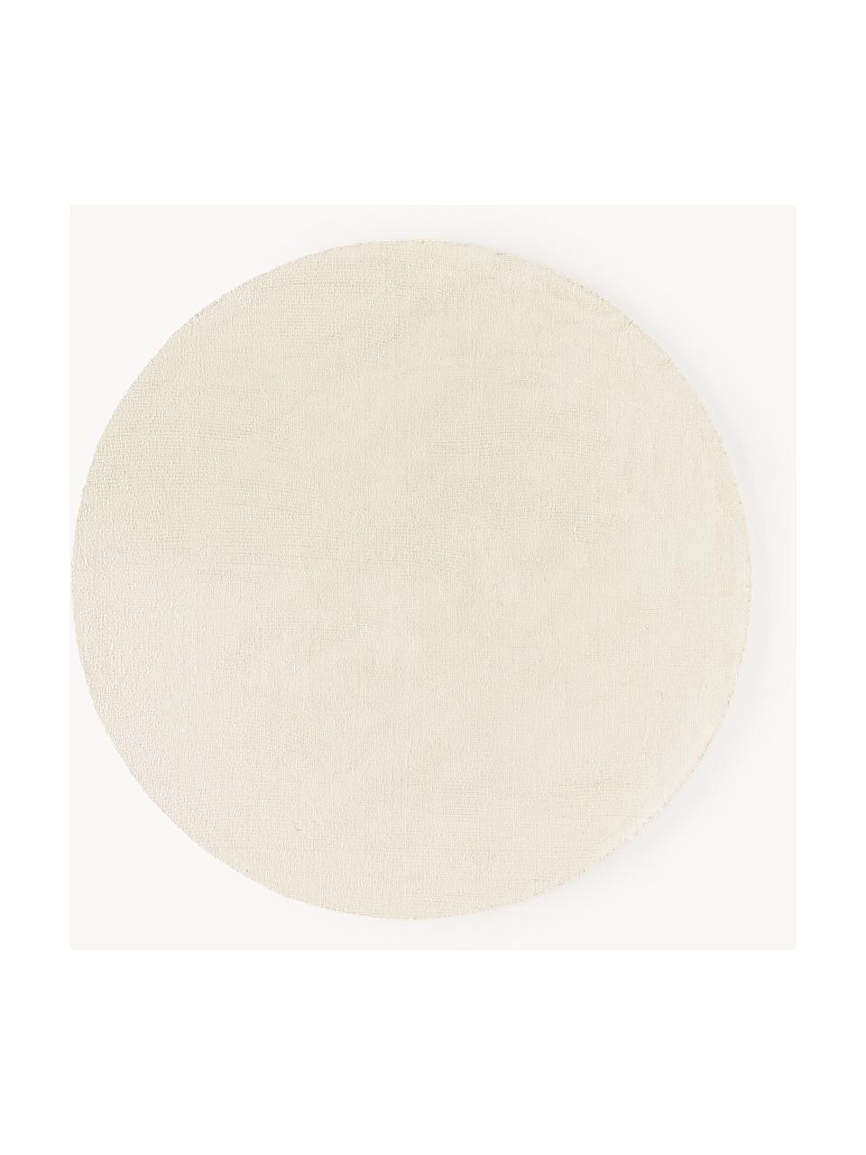 Tapis rond en coton tissé main Lora, Blanc cassé, Ø 120 cm (taille S)