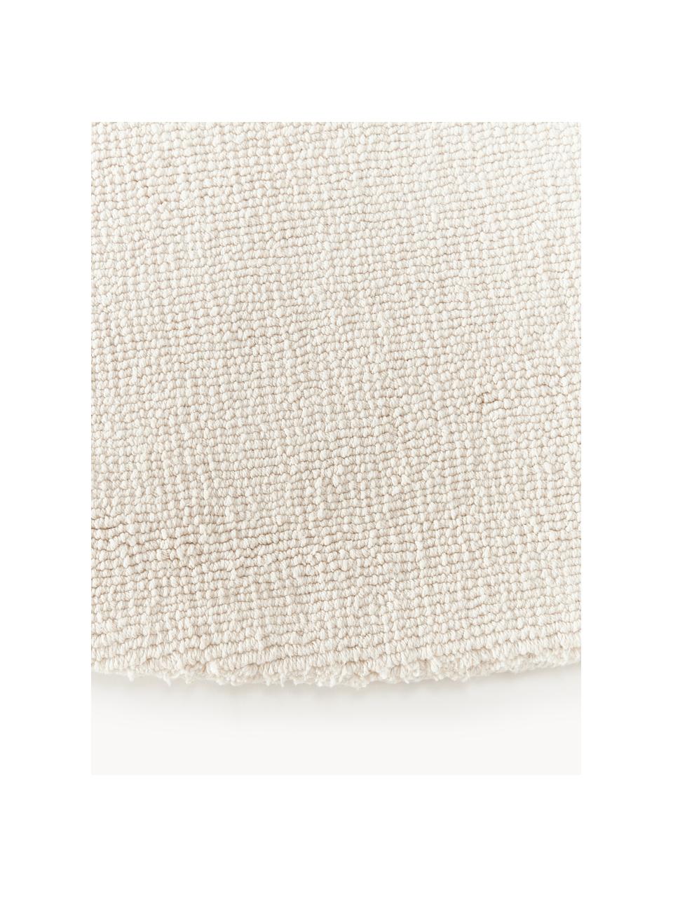 Tapis rond en coton tissé main Lora, Blanc cassé, Ø 120 cm (taille S)