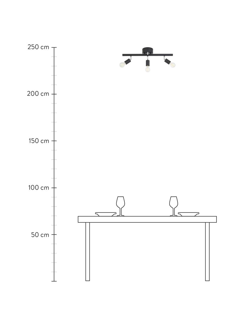 Faretti da soffitto neri Row, Baldacchino: metallo verniciato, Nero, Larg. 60 x Alt. 40 cm