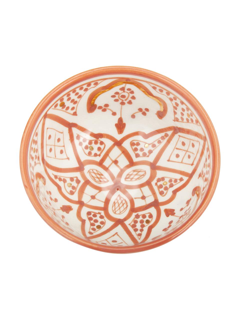 Ręcznie wykonana miseczka Moyen, Ceramika, Pomarańczowy, odcienie kremowego, złoty, Ø 15 x W 9 cm