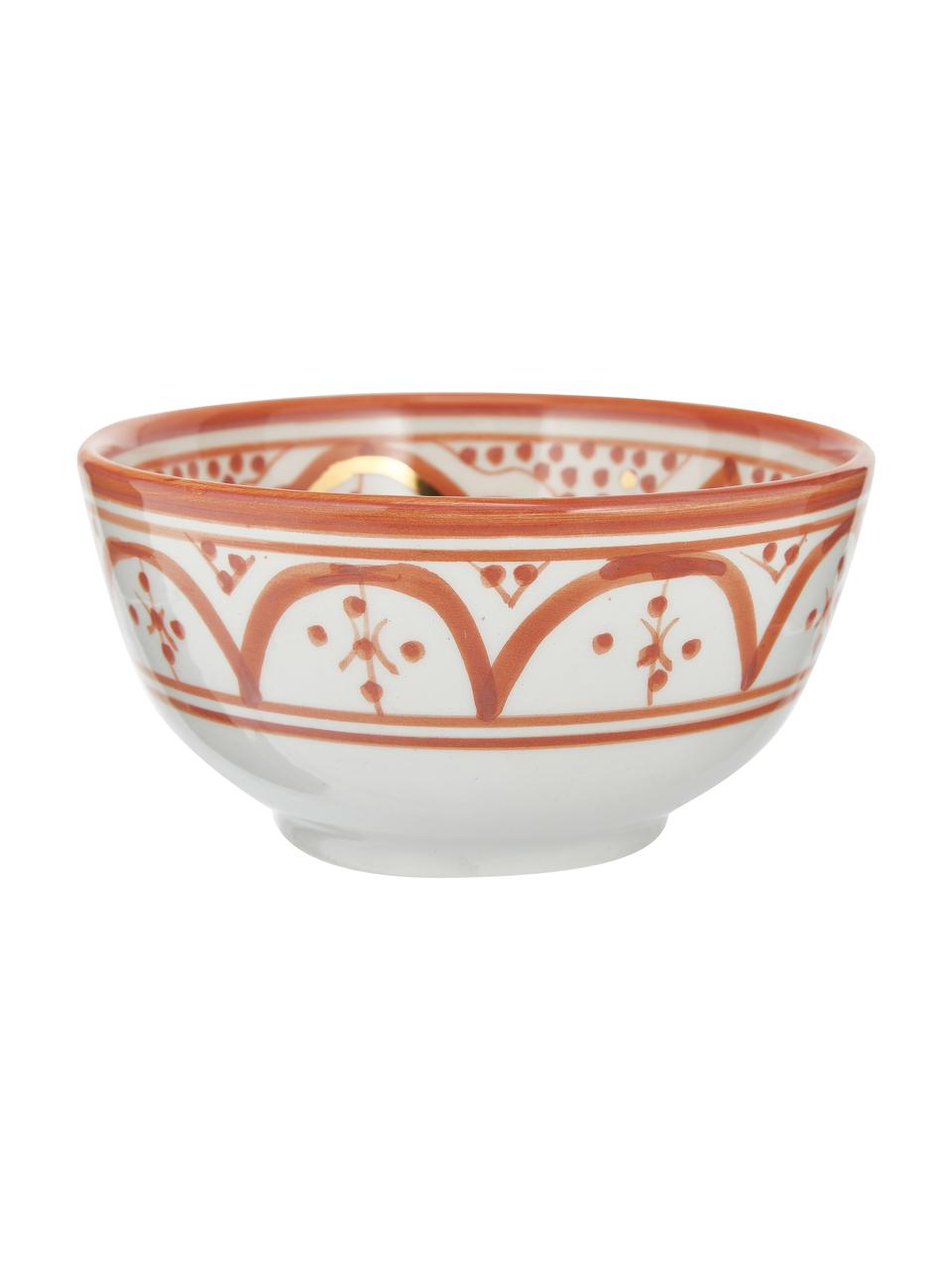 Bol marocain en céramique fait main détails dorés Beldi, Ø 15 cm, Céramique, Orange, couleur crème, or, Ø 15 x haut. 9 cm