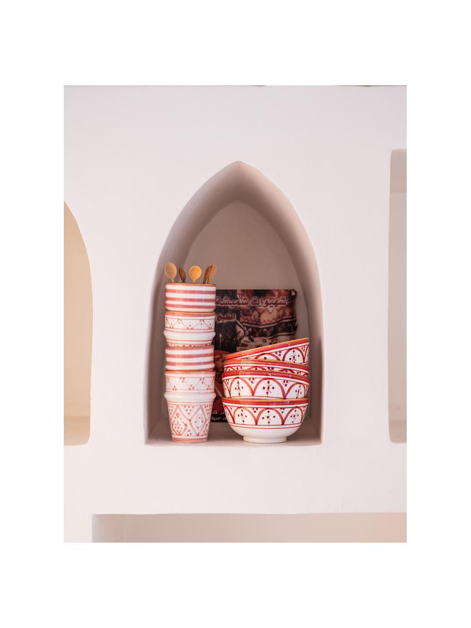 Cuenco artesanal Beldi, estilo marroquí, Cerámica, Naranja, crema, dorado, Ø 15 x Al 9 cm