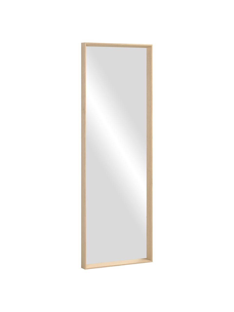 Obdélníkové nástěnné zrcadlo s dřevěným rámem Nerina, Béžová, Š 52 cm, V 152 cm