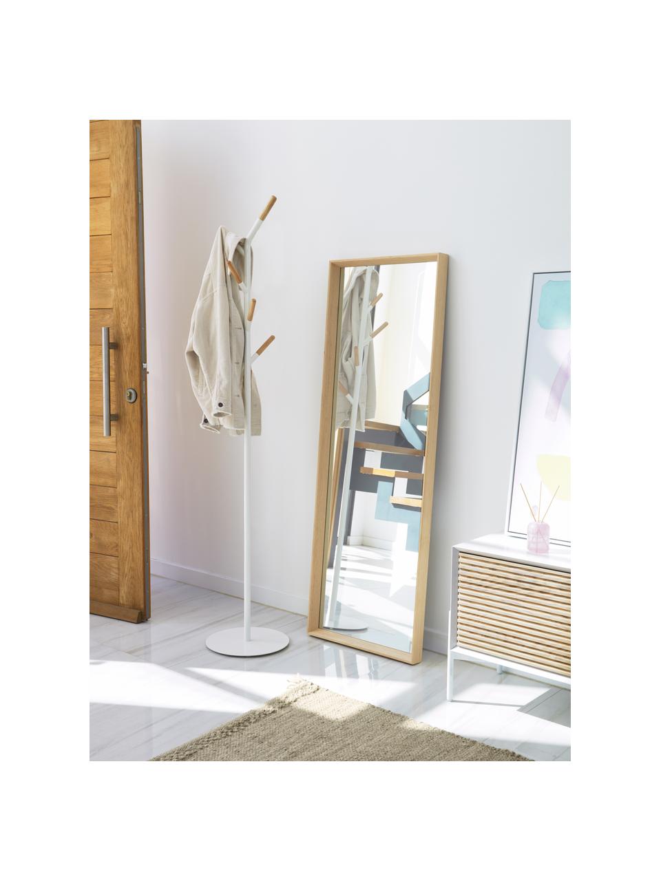 Obdélníkové nástěnné zrcadlo s dřevěným rámem Nerina, Béžová, Š 52 cm, V 152 cm