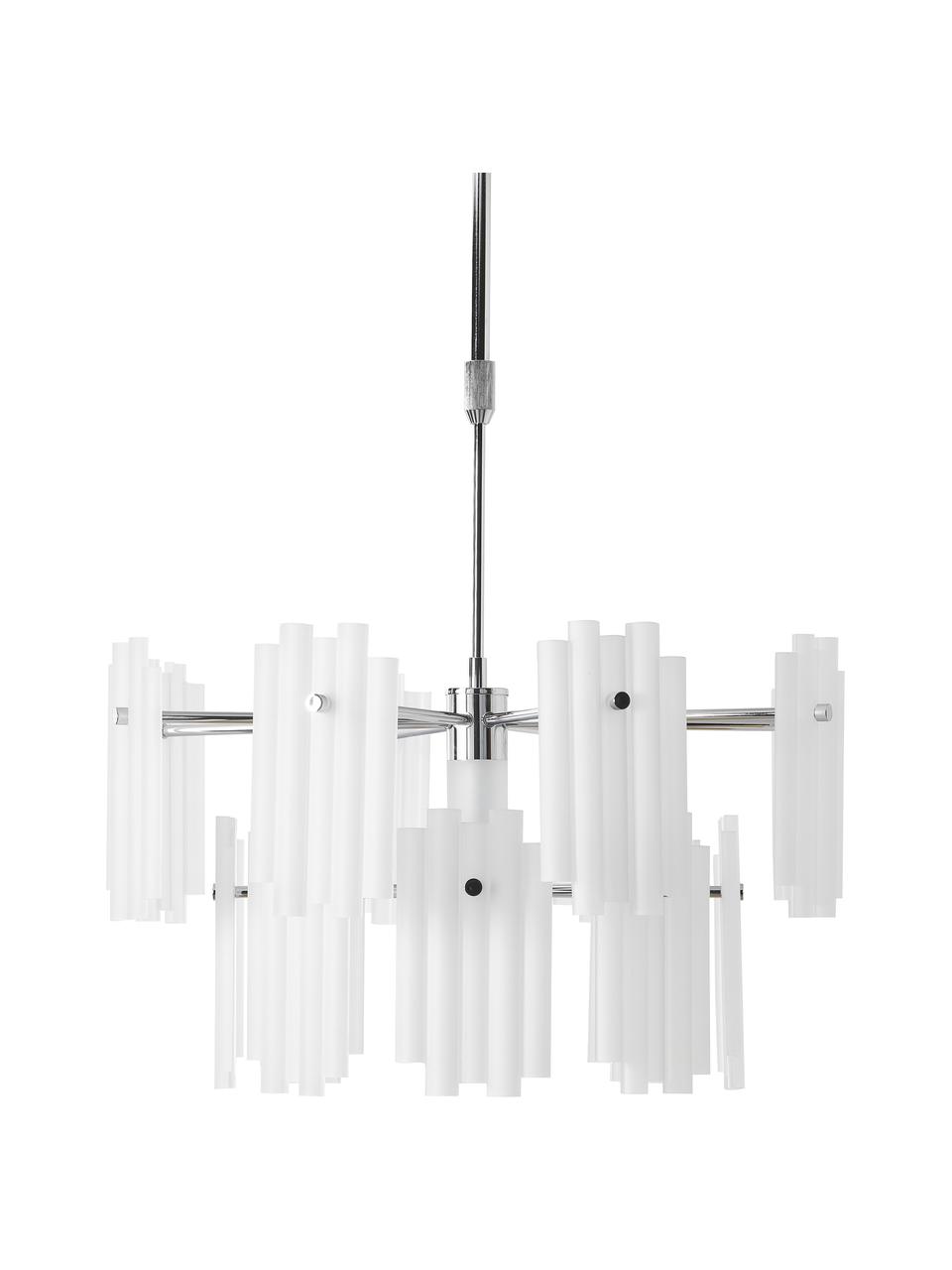 Grande suspension LED Alenia, Blanc, couleur chrome, Ø 61 x haut. 98 cm