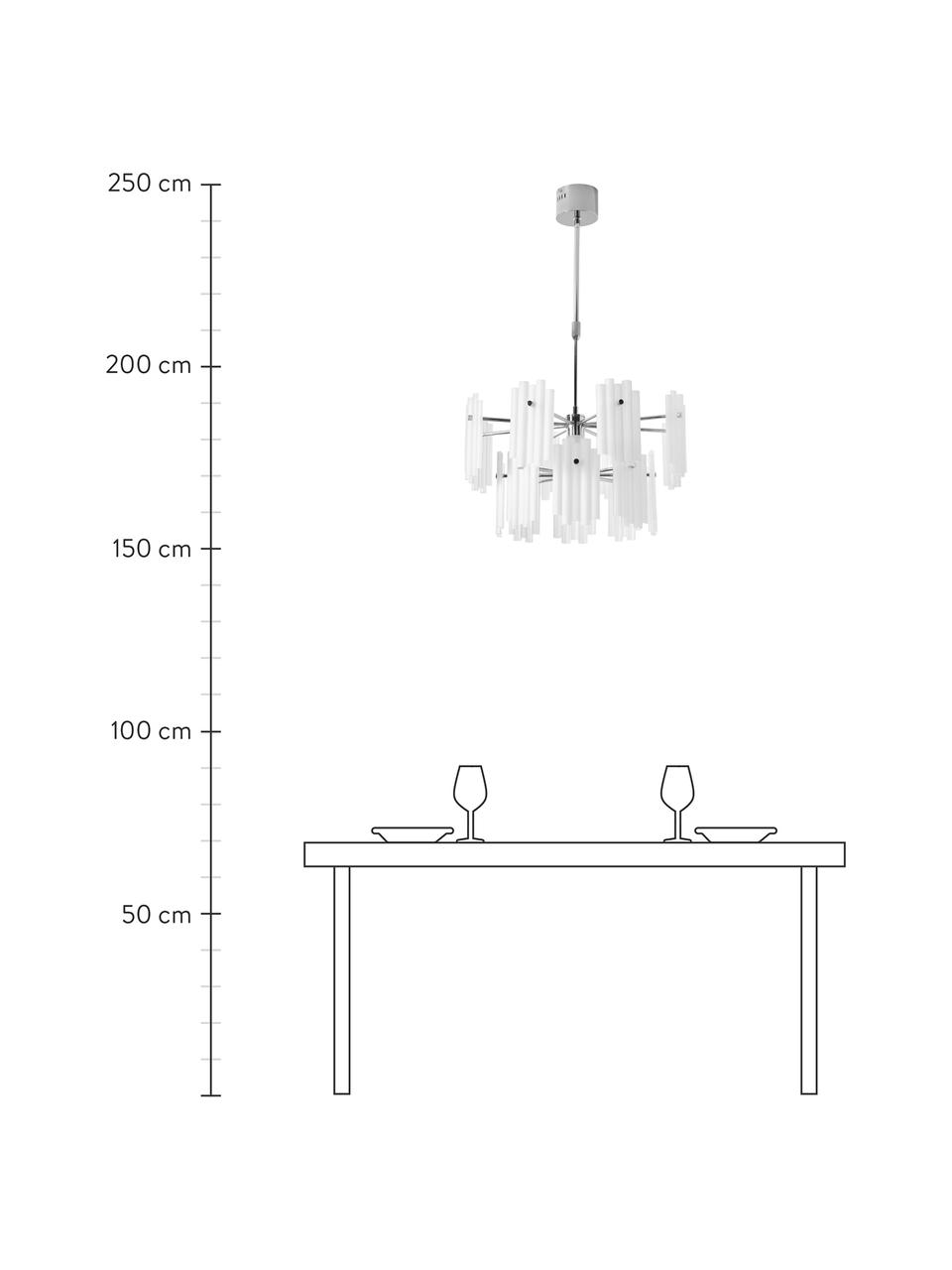 Grande suspension LED Alenia, Blanc, couleur chrome, Ø 61 x haut. 98 cm