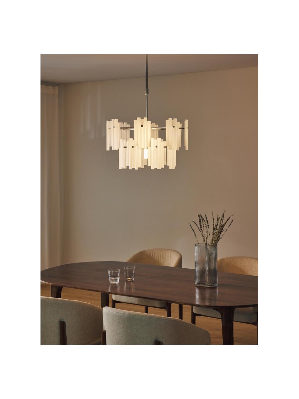 Grande suspension LED Alenia, Blanc, gris chrome, Ø 61 x haut. 98 cm