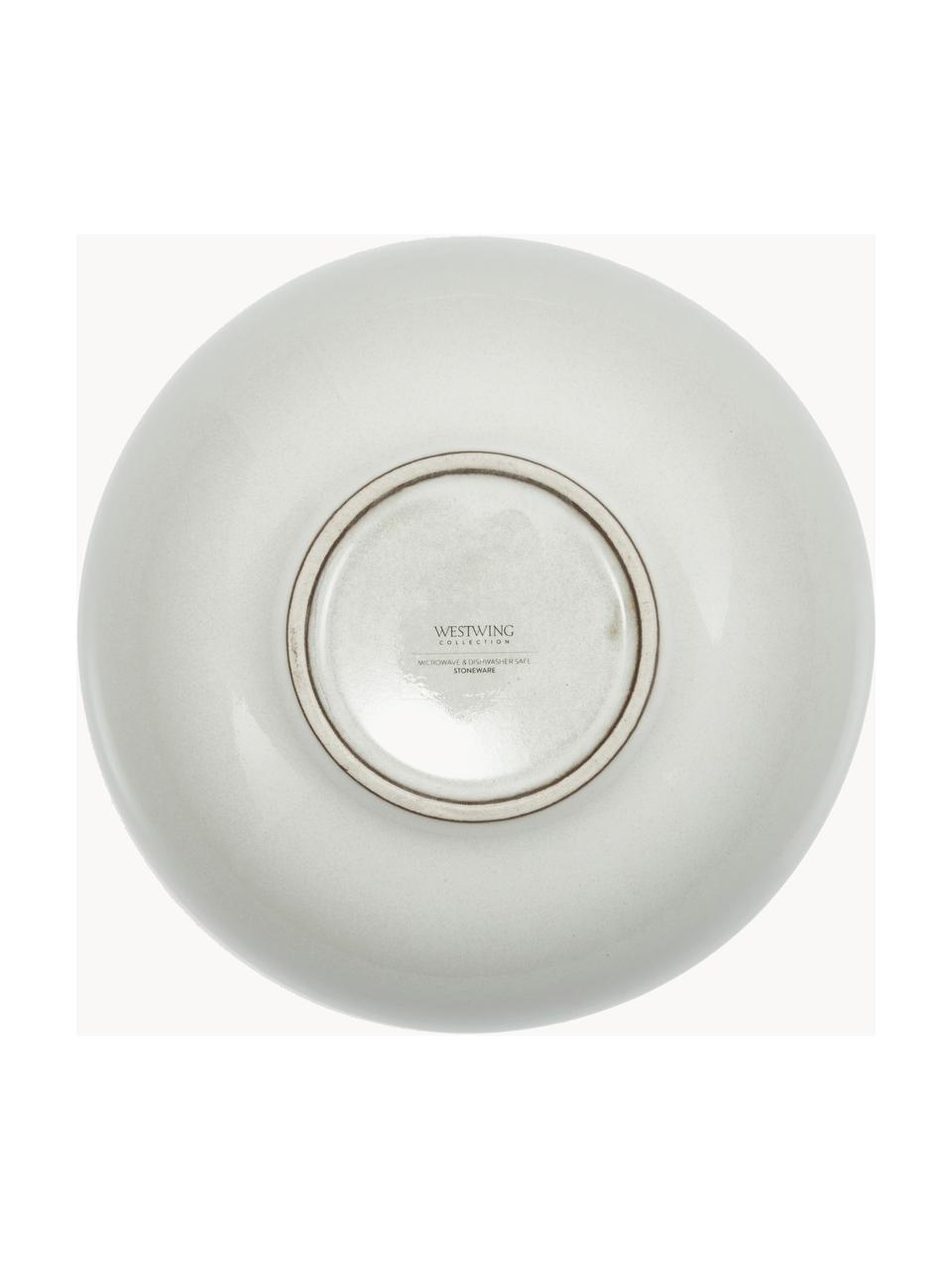 Cuencos artesanales Thalia, 2 uds., Gres, Blanco Off White con borde oscuro, Ø 18 x Al 6 cm