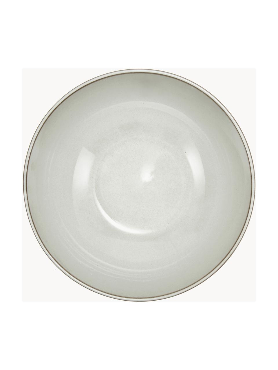 Cuencos artesanales Thalia, 2 uds., Gres, Blanco Off White con borde oscuro, Ø 18 x Al 6 cm