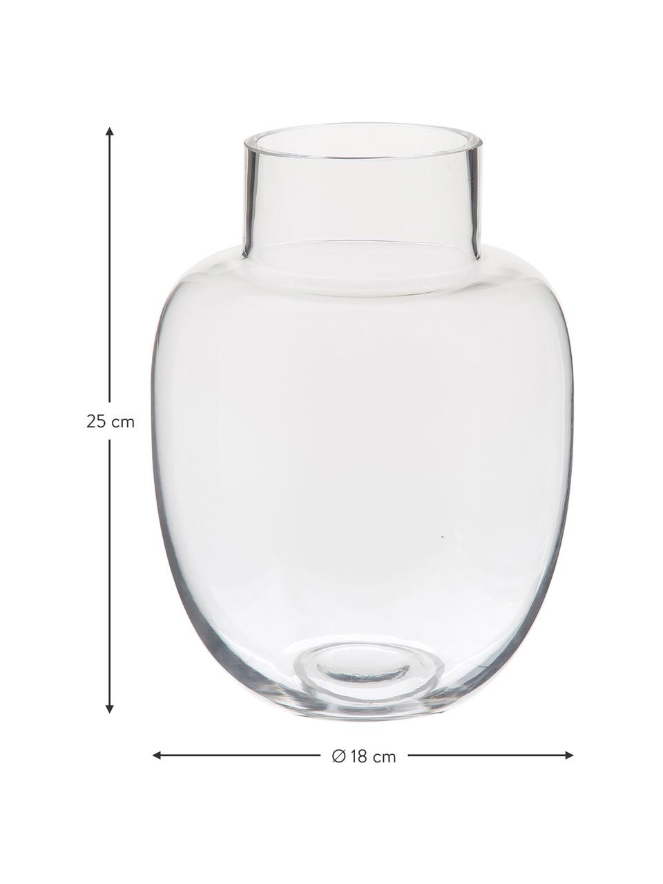 Ručne vyrobená klasická sklenená váza Lotta, Sklo, Priehľadná, Ø 18 x V 25 cm