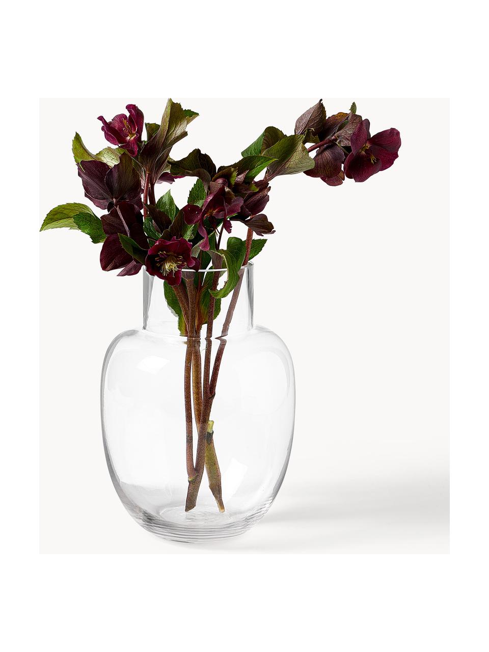 Ručne vyrobená klasická sklenená váza Lotta, V 25 cm, Sklo, Priehľadná, Ø 18 x V 25 cm