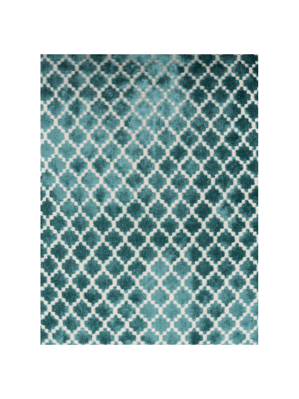 Gemusterte Samt-Kissenhülle Calista in Blau, 60% Polyester, 40% Viskose, Marineblau, Gebrochenes Weiß, 60 x 60 cm