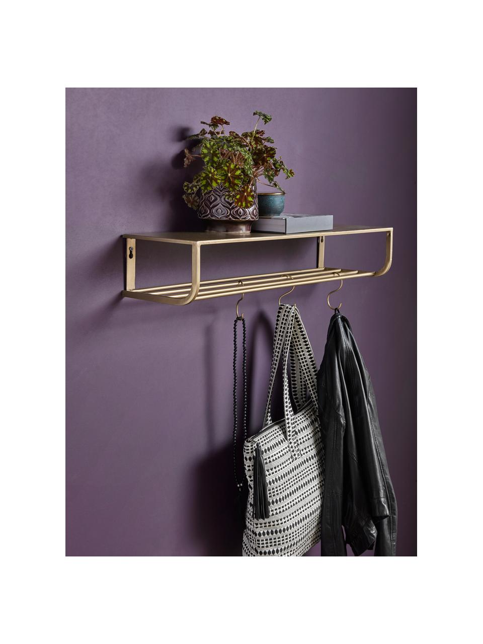 Nástenný vešiak z kovu Shelf, Potiahnutý kov, Odtiene zlatej, Š 80 x V 14 cm