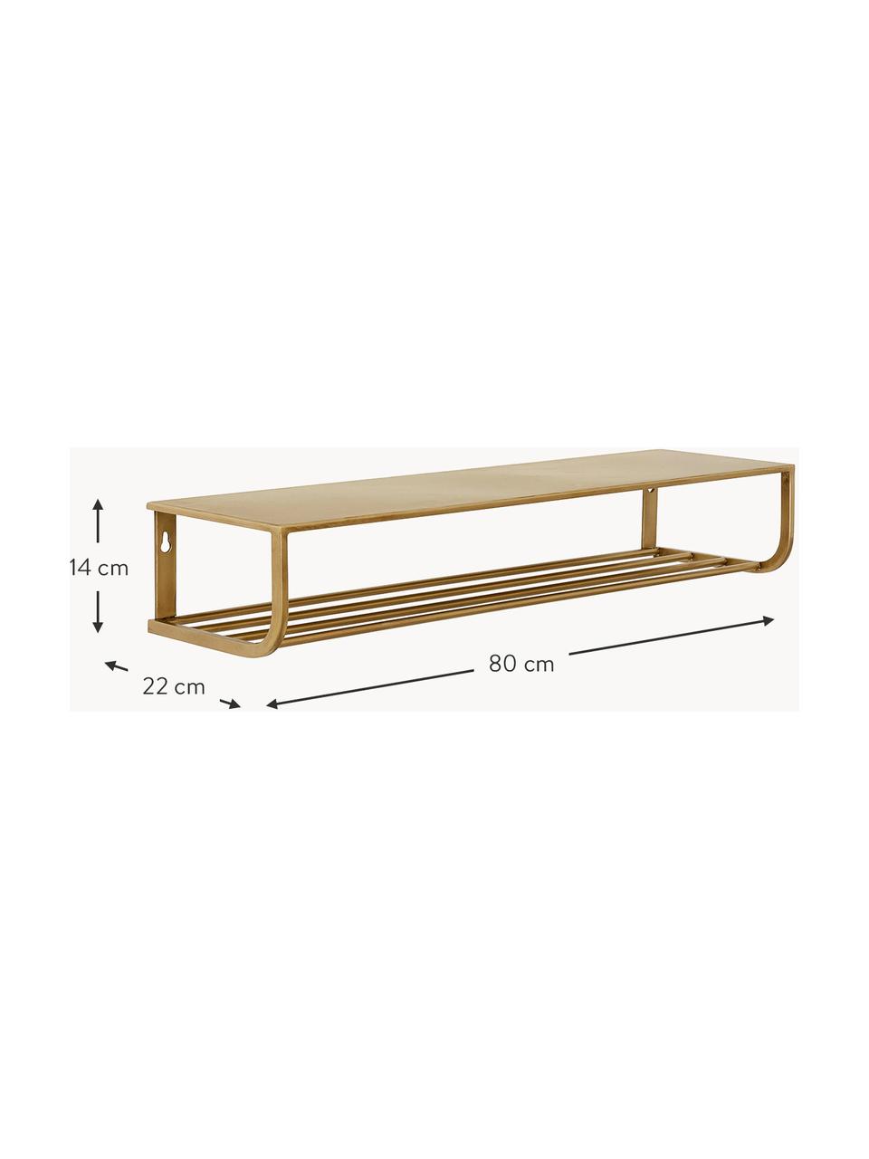 Nástenný vešiak z kovu Shelf, Potiahnutý kov, Odtiene zlatej, Š 80 x V 14 cm