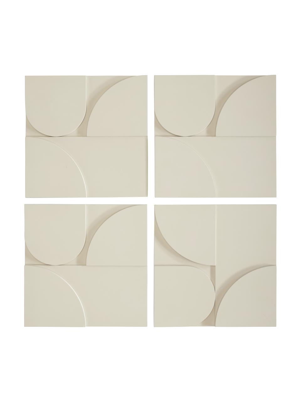 Lot de sculptures murales Massimo, 4 élém., MDF (panneau en fibres de bois à densité moyenne), Beige, larg. 80 x haut. 80 cm