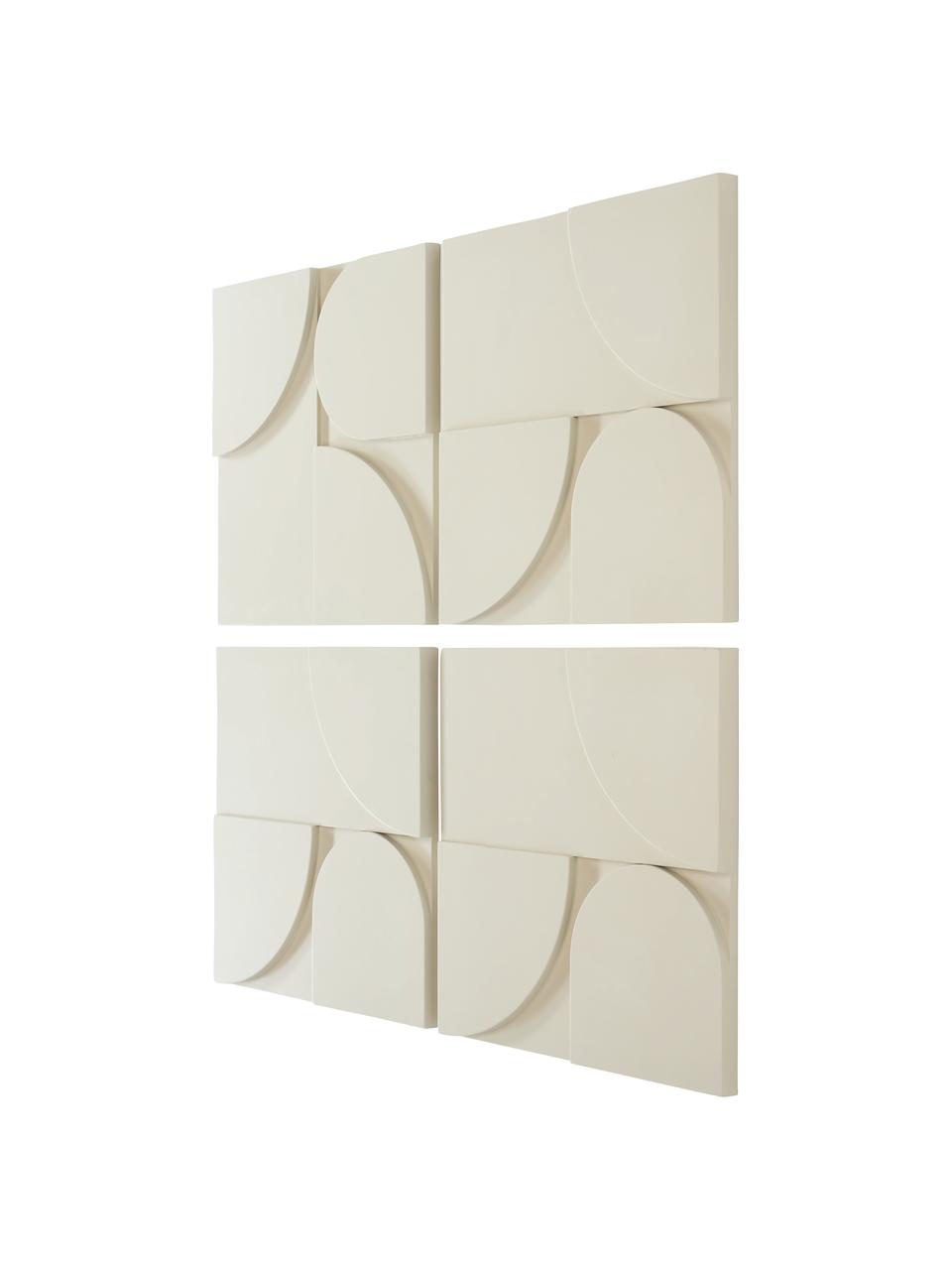 Decoración de pared de madera Massimo, 4 uds., Tablero de fibras de densidad media (MDF), Beige, An 80 x Al 80 cm